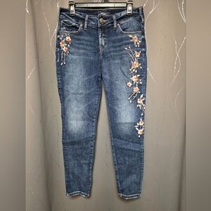 Silver Jeans Elyse Skinny Jeans with Floral Embroidery
